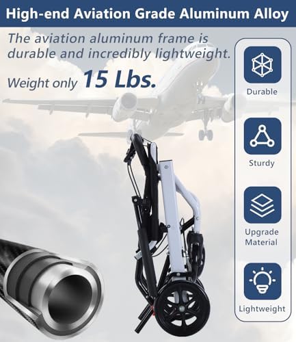 Ultra Light Portable Folding Transport Wheelchair Weight Only 8kg, Lightweight Transport Travel Chair Support 120Kg, Aluminum Wheelchair for Adults and Seniors - Image 6
