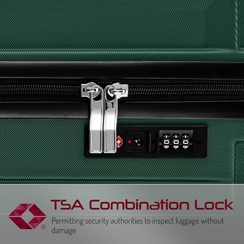 Medium Suitcase Hard Shell | Lightweight Suitcase | Aluminum Telescopic Handle | TSA 3 Digit Combination Lock | 4 Dual Spinner Wheels. (Green, Medium 24") - Image 6
