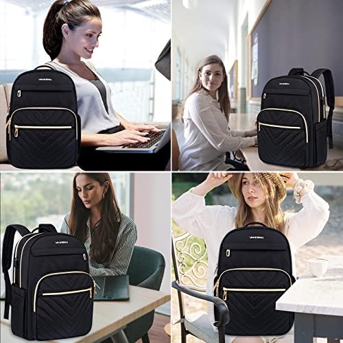 VANKEAN 15.6 Inch Laptop Backpack for Women Men Work Laptop Bag Fashion with USB Port, Waterproof Purse Backpacks Teacher Nurse Stylish Travel Bags Casual Daypacks for College, Business, Black - Image 7