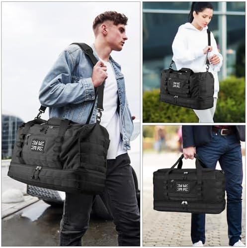 ETRONIK Travel Duffle Bag for Men, Tactical Gym Bag with Multiple Compartments and Shoe Pocket & Weekender Overnight Duffle Bag with Wet Pocket, Carry On Holdall Luggage for Workout Football Sport - Image 6