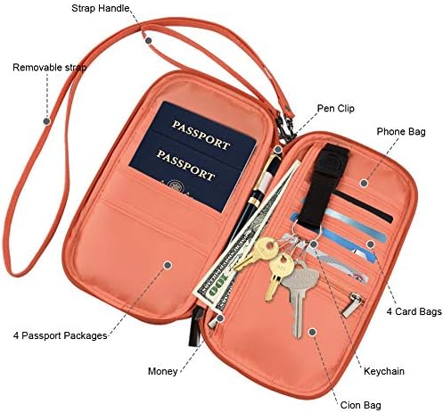 RFID Blocking Family Passport Wallet Holder Waterproof, Travel Document Organizer Credit Card Clutch Bag for Men Women - Image 3