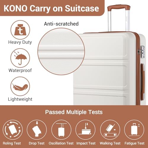 Kono Fashion Hand Luggage Lightweight ABS Hard Shell Trolley Travel Suitcase - Image 3