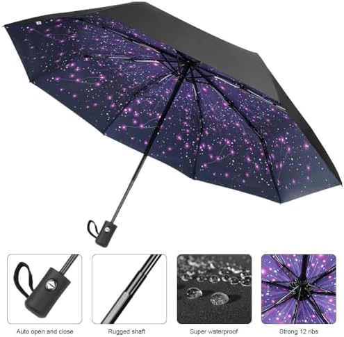 Travel Umbrella, Windproof Automatic Umbrella, 8 Ribs Compact Travel Folding Umbrella, Auto Open/Close, Portable Umbrella for Men&Women - Image 4