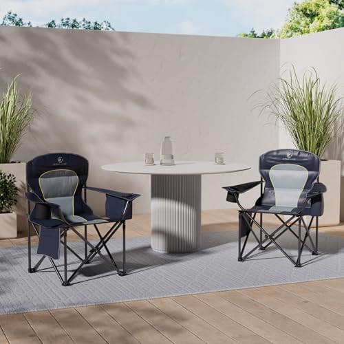 ALPHA CAMP Camping Chairs for Adults Heavy Duty Camping Chair Up to 200 kg Folding Camp Chair with Cup Holder and Cooler Bag for Outdoor Picnic Fishing, Lightweight and Portable, Navy Blue - Image 2