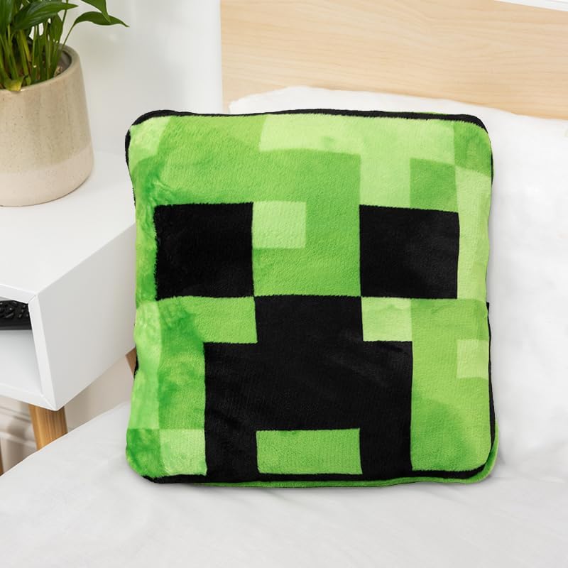 Minecraft Creeper 2-in-1 Cushion Blanket - Officially Licensed Microsoft Travel Blanket, Foldable Soft Fluffy Throw, Compact Design for Living Room or Bedroom Decor, 120cm x 150cm| Paladone - Image 6
