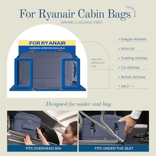 Cabin Bags 40x20x25 Underseat for Ryanair, Carry On Travel Backpack Cabin Size Rucksack Hand Luggage Bag Backpack Casual Daypack School Bag Fit 14 Inch Laptop with Cable Hole - Image 2