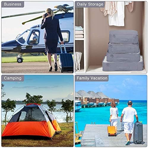 Travel Packing Cubes, Toifucos Multifunction 8pcs/set Luggage Organiser Compression Suitcase Essential Bag, Dark Gray - Image 5