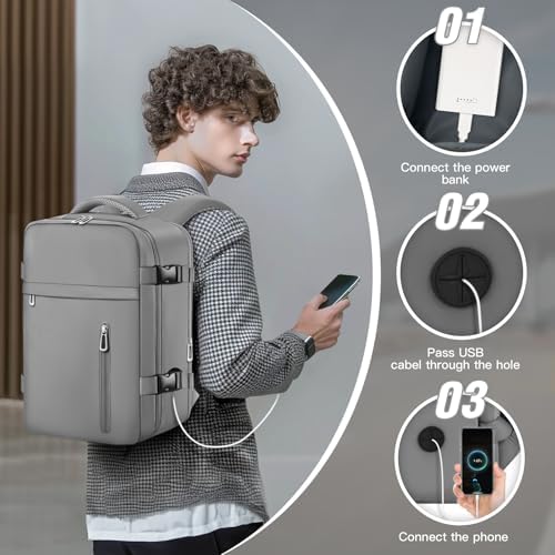 Cabin Bags 40×20×25 for Ryanair Underseat Carry-ons Travel Backpack Hand Luggage Bag Cabin Size 20L Flight Rucksack Casual Daypack School Office Backpack Fit 14 Inch Laptop-Grey - Image 6