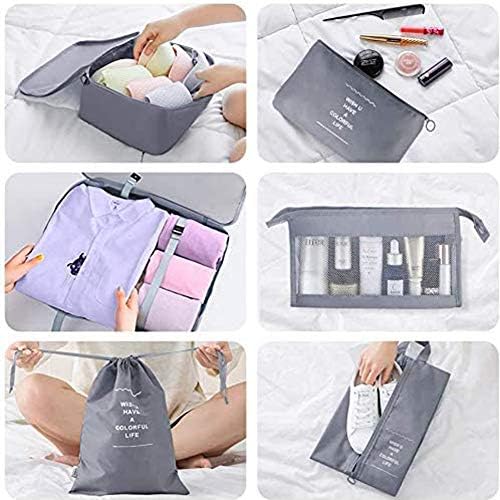 Travel Packing Cubes, Toifucos Multifunction 8pcs/set Luggage Organiser Compression Suitcase Essential Bag, Dark Gray - Image 3