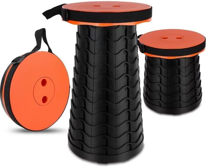 Portable Chair Folding Stool,Retractable Telescopic Camping Stools Lightweight Sturdy Seat Adjustable Collapsible(ORANGE) - Image 4