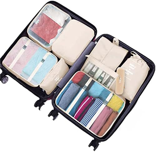 Jsdoin Packing Cubes for Suitcase,9PCS Travel Luggage Packing Organizers for Backpack, Waterproof Travel Essentials Bag Accessories(Beige) - Image 3
