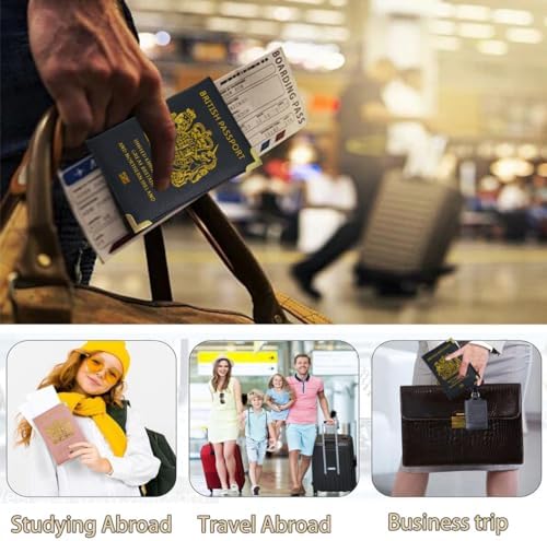 British Passport Holder, Portable UK Passport Cover for Women Men, PU Leather Travel Wallet Case Organiser for Passport Credit Cards Boarding Passes (Hot Pink) - Image 7