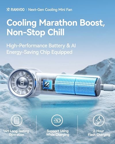 RANVOO 2025 Mini & Powerful Turbo 100 Speeds Cooling Handheld Fan Rechargeable LED Display Personal Fan for Outdoor Travel Portable Hand Fan, Mother's Day Gift, for Women & Men, Stylish, Arctic White - Image 5