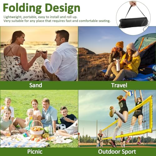 Folding Beach Chair Lightweight Camping Floor Chair with Storage Bag Portable Seats Low Beach Chair Fold up Chair Sun Lounger Back Chair for Fishing Barbecues Hiking Traveling Outside Activities - Image 6