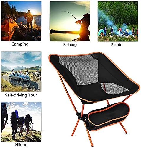Portable Folding Camping Chair, Compact Collapsible Backpacking Chair Beach Chair with Carry Bag for Outdoor Hiking Fishing Picnic (Orange) - Image 7