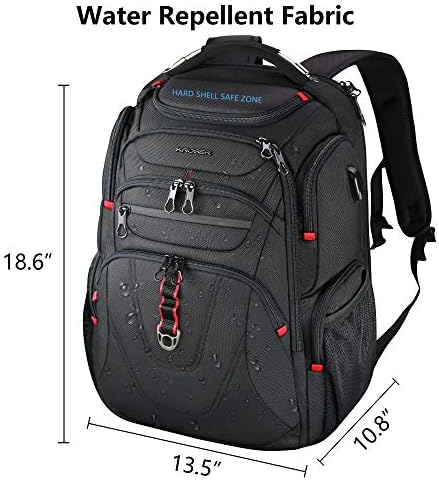 KROSER Travel Laptop Backpack 17.3 Inch XL TSA Computer Backpack Water-Repellent College Daypack Business Backpack with RFID Pockets & USB Port for Men/Women-Black - Image 3
