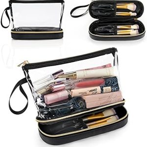 Ethereal Travel Makeup Bag, Clear Cosmetic Bag Make Up Organizer TSA Approved Toiletry Bag, Waterproof Pouch for Women Purse for Toiletries Accessories Brushes