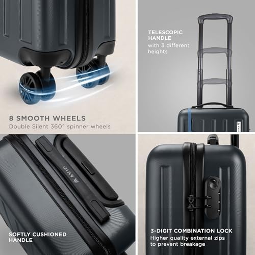 AVIO Jett Cabin Suitcase 55x40x20cm - Lightweight Double-Wheel Luggage Bag, 2 Internal Pockets, Telescopic Handle w/ 3 Heights, Durable ABS Hard Shell - Approved by Most Airlines - Image 5
