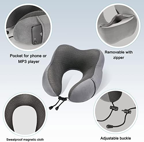 Eono Neck Pillow Memory Foam, Travel Pillow for Neck, Comfortable Neck and Head Support Pillow for Plane Cars Trains Office, Soft Flight Travel Cushion for Sleeping - Image 3