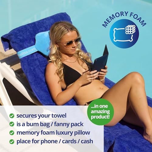 ITSA Towel Trapper | Memory Foam Travel & Beach Pillow | Sunlounger Towel Strap | Portable Pillow | Towel Gripper | Neck Support & Bum Bag (Hot Pink) - Image 5