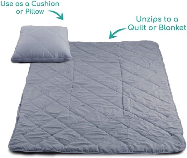 Quishion – A Clever, Quality Scatter Cushion that Unzips & Unfolds into a Full Size Quilt/Blanket/Throw - Grey - Image 3