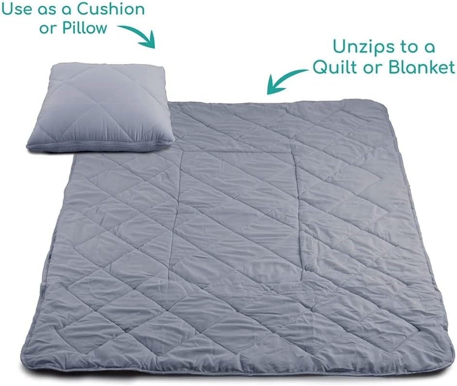 Quishion – A Clever, Quality Scatter Cushion that Unzips & Unfolds into a Full Size Quilt/Blanket/Throw - Grey - Image 3