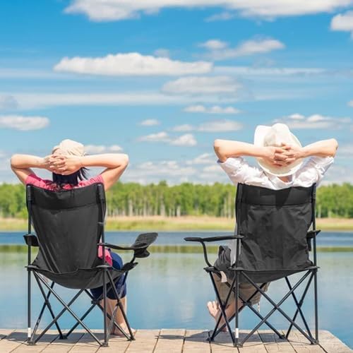 Camping Chair | Lightweight Folding | Portable Chairs for Outdoors | Cup Holder | Storage Cover | Outdoor Leisure Chair Durable with Arm Rest for the Beach, Lawn, Fishing Trip Garden and BBQs Black - Image 7