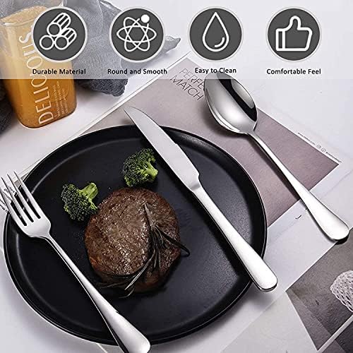 Cutlery Set with Portable Pouch Case, Stainless Steel Flatware Camping Utensil Set with Neoprene Bag for Outdoor Travel Picnic Office School Lunch Box (Sky Blue) - Image 3