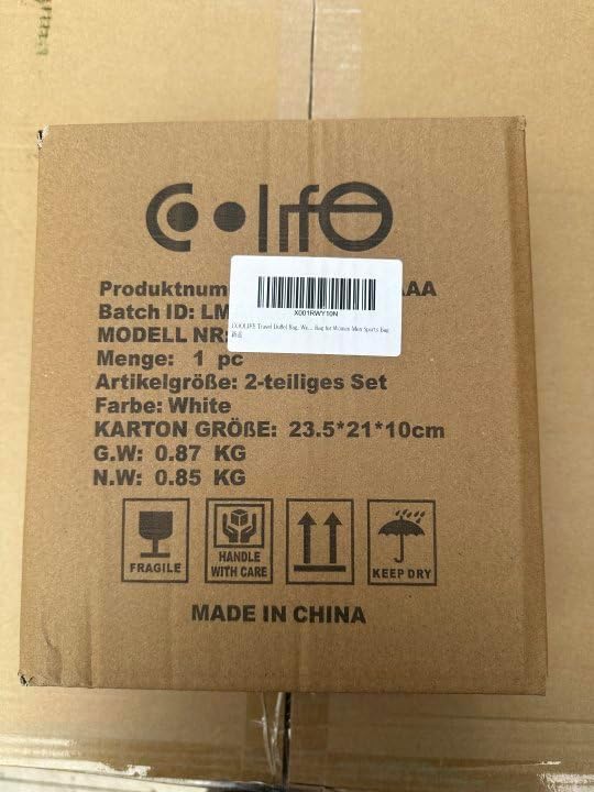 COOLIFE Travel Duffel Bag, Weekend Bag with Trolley Sleeve, Cabin Bag 40x20x25 for Ryanair Airlines, Dry & Wet Seperated Sports Gym Bag Carry On Bag Sports Bag (White, 2 Piece Set) - Image 8