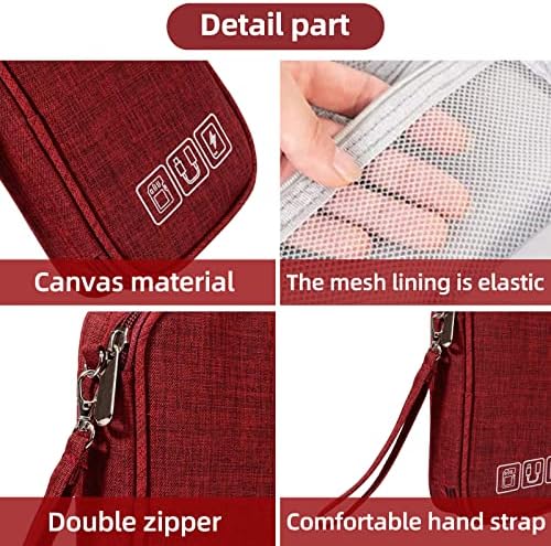 Small Travel Cable Organiser Bag, Cable Pouch, Electronics Accessories Organizer Carry Bag, 3 Layers Pouch Storage All-in-One Gadget Storage Bag for Cable, Cord, Charger, Phone, Earphone - Image 5