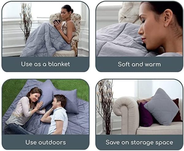 Quishion – A Clever, Quality Scatter Cushion that Unzips & Unfolds into a Full Size Quilt/Blanket/Throw - Grey - Image 6
