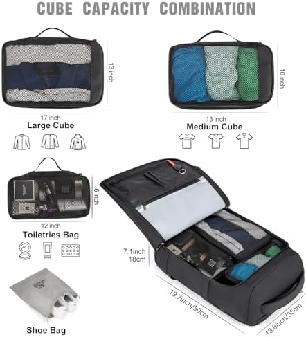 Tzowla Travel Laptop Backpack Cabin Size 40L Mens Womens,Carry on Large Capacity Anti Theft Backpacks for Travelling with USB Charging Port,Business Causal Daypack Bag Fits 17.3Inch Laptop,Black - Image 2