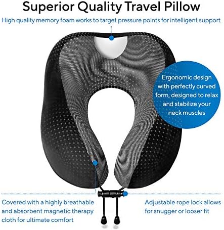 Travel Blanket Luxury Travel Set, Ergonomic Airplane Neck Pillow 100% Memory Foam and Super Soft Fleece Blanket, Premium 3D Sleep Mask & Earplugs, Black - Image 3