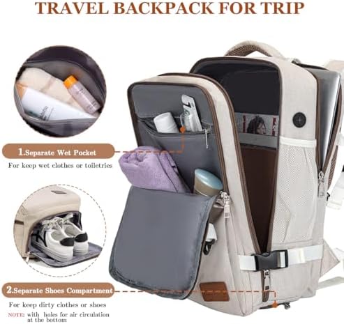 Travel Backpack Cabin Size Womens Laptop Backpack Mens for Ryanair Cabin Bags Casual Daypack for Hiking,Work,Carry On Bag for Wizz Air, for Easyjet, for 15.6 Inch Laptop - Image 3