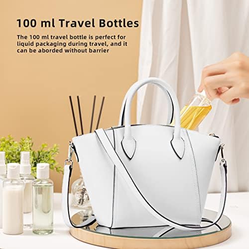 8 Pcs 100ml Plastic Bottles Travel Bottles for Toiletries, Refillable Transparent Liquid Containers Bottle with Funnels and Labels for Travel or Cosmetic (4 spray bottles Perfume +4 Flip Cap Bottles) - Image 5