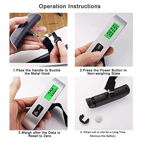 Travel Luggage Scale, Digital Luggage Weighing Scales for Suitcase with Temperature Reading 50 Kg Capacity (Silver) - Image 7