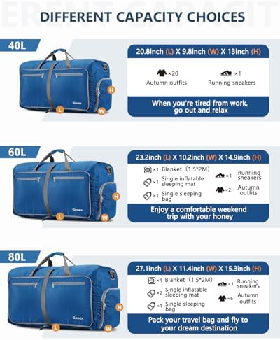 Gonex 150L Travel Duffel Bag Foldable Water Resistant Travel Bag Lightweight Duffel Bag with Big Capacity for Luggage Gym Sports Deep Blue - Image 5