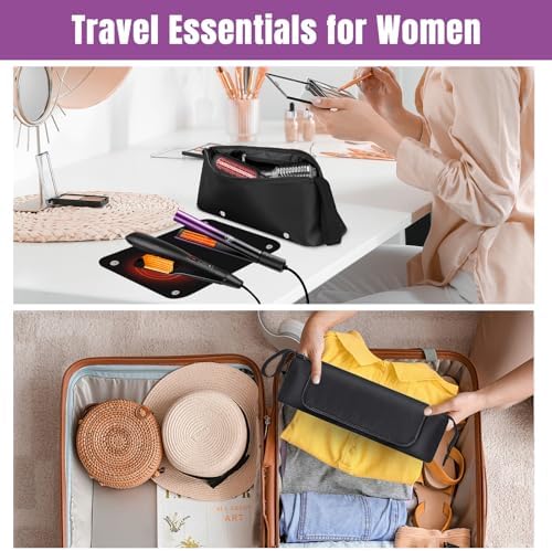 FOVERN1 Hair Tools Travel Bag with Heat Resistant Mat,Large Capacity Curling Iron Storage Bag,Hairdrying Tool Storage Bag,Hair Dryer Storage Bag,Straighteners Haircare Accessories,Gifts for Women - Image 7