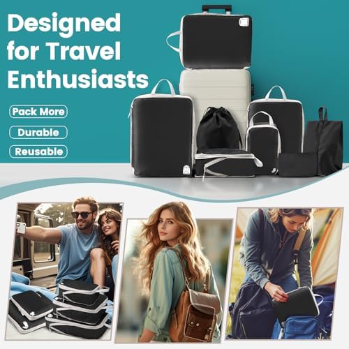 Compression Packing Cubes for Backpack, Travel Packing Cubes for Suitcases Waterproof Suitcase Organiser Bags for Travel Suitcase Luggage Packing Organizer Bags - Image 8