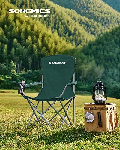 SONGMICS Set of 2 Folding Chairs, Camping Chairs, Comfortable Heavy Duty Structure, Max. Load 150 kg, with Drink Holder, Outdoor Chair - Image 2