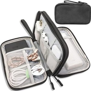 Teskyer Electronics Accessories Organiser Bag, Waterproof Cable Organiser Bag, Travel Gadget Bag, Holiday Essentials for Men Women, 8.5 x 5 Inch, Black