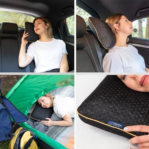 Travel Pillow - Ergonomic Neck Support Camping Memory Foam Pillow with Temperature-Regulating Pillowcase - Included Waterproof Travel Carry Bag - Image 2
