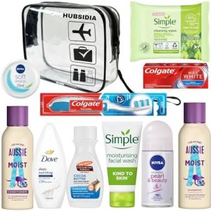 Travel Toiletries Set for Women | Mini Toiletries | Travel Size Toiletries Women Kit For Holidays, Vacation, Hospital, Maternity with Hubsidia Airport Security Approved Liquids Bag