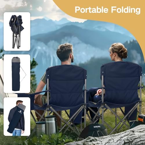 ALPHA CAMP Camping Chairs for Adults Heavy Duty Camping Chair Up to 200 kg Folding Camp Chair with Cup Holder and Cooler Bag for Outdoor Picnic Fishing, Lightweight and Portable, Blue - Image 6