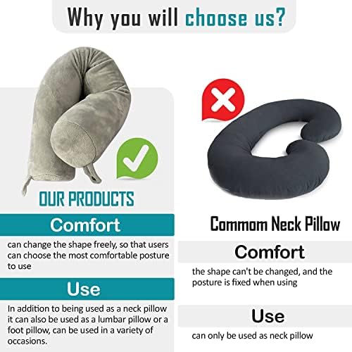 Travel Pillow Twist memory Foam Neck Pillow for Travel, Airplane, Buses, Trains at Home, Chin, Lumbar Leg Support, Bendable Roll Pillow (gray) - Image 5