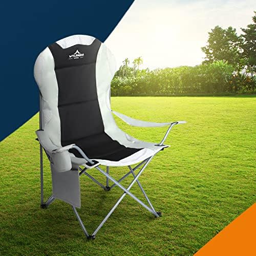 Wyldness Premium Padded Camping Chairs Set of 2 - Luxury Collapsible Outdoor Seats with Side Pockets & Cup Holder, Lightweight, Heavy-duty & Waterproof for Garden, Fishing, Picnic, Travel (Back) - Image 2
