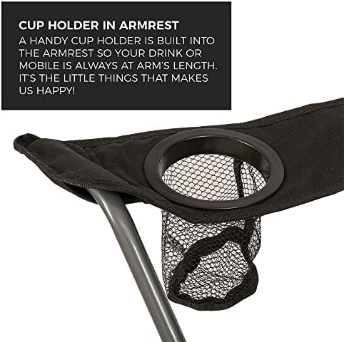 Highlander Camping Chair - Compact & Lightweight Folding Chair, 2.2kg, Portable Chair for Outdoors, Durable Steel Frame Arm Chair with Cup Holder - Image 6