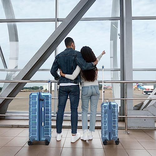 RMW Suitcase Large Medium Cabin Size | Hard Shell | Lightweight | 4 Dual Spinner Wheels | Trolley Luggage Suitcase | Hold Check in Luggage | TSA Combination Lock (Ice Blue, Cabin 20") - Image 4