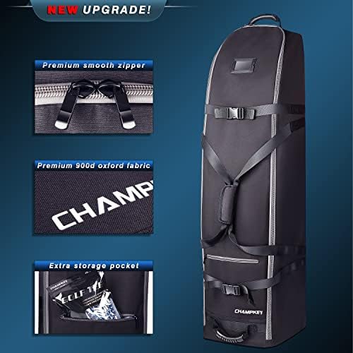 CHAMPKEY Premium Soft-Padded Golf Travel Bag with Anti-Impact Support System - 1200D Oxford Fabric Golf Travel Cover (2.0 Grey) - Image 2