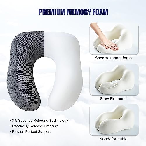 Travel Pillow for Airplane, Neck Pillow for Travel, Memory Foam Travel Neck Pillow for Adults, Soft & Lightweight Flight Pillow, Ergonomic Neck Cushion With Carry Bag - Image 6